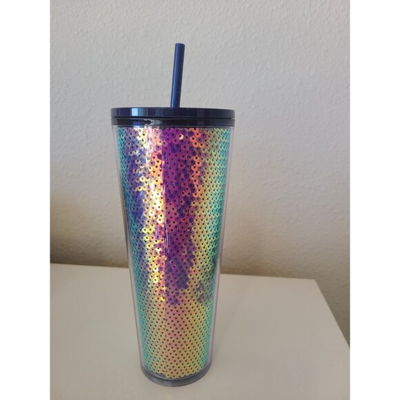 Starbucks 2020 Holiday Purple Iridescent Sequin Tumbler - 24oz Venti Cold Cup - Picture 4 of 4